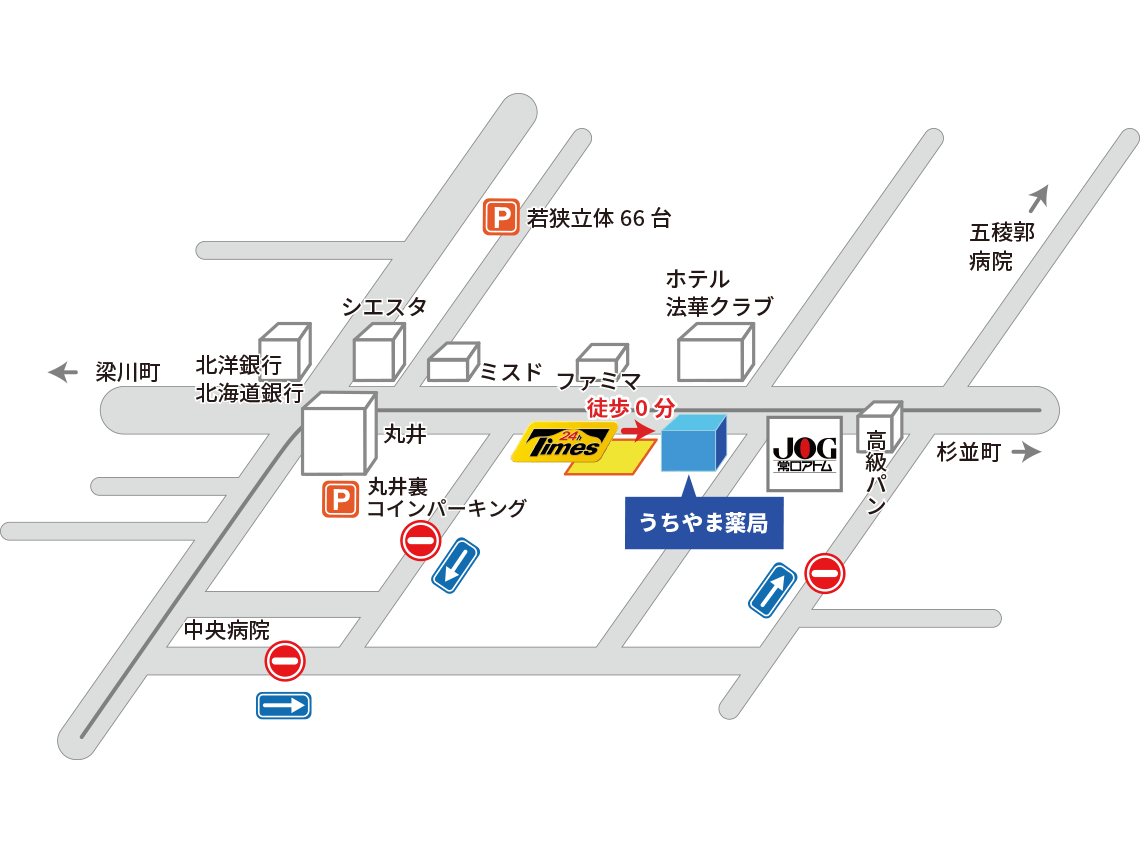 うちやま薬局 アクセス地図 駐車場場所
